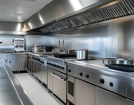 酒店现代简约风格厨房不锈钢设备烹饪用具商业照片（商业使用）(1)